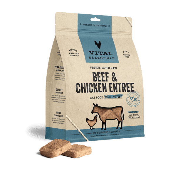 Freeze-Dried Beef & Chicken Entree Cat Food Mini Patties