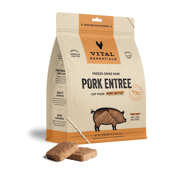 Freeze-Dried Pork Entree Cat Food Mini Patties